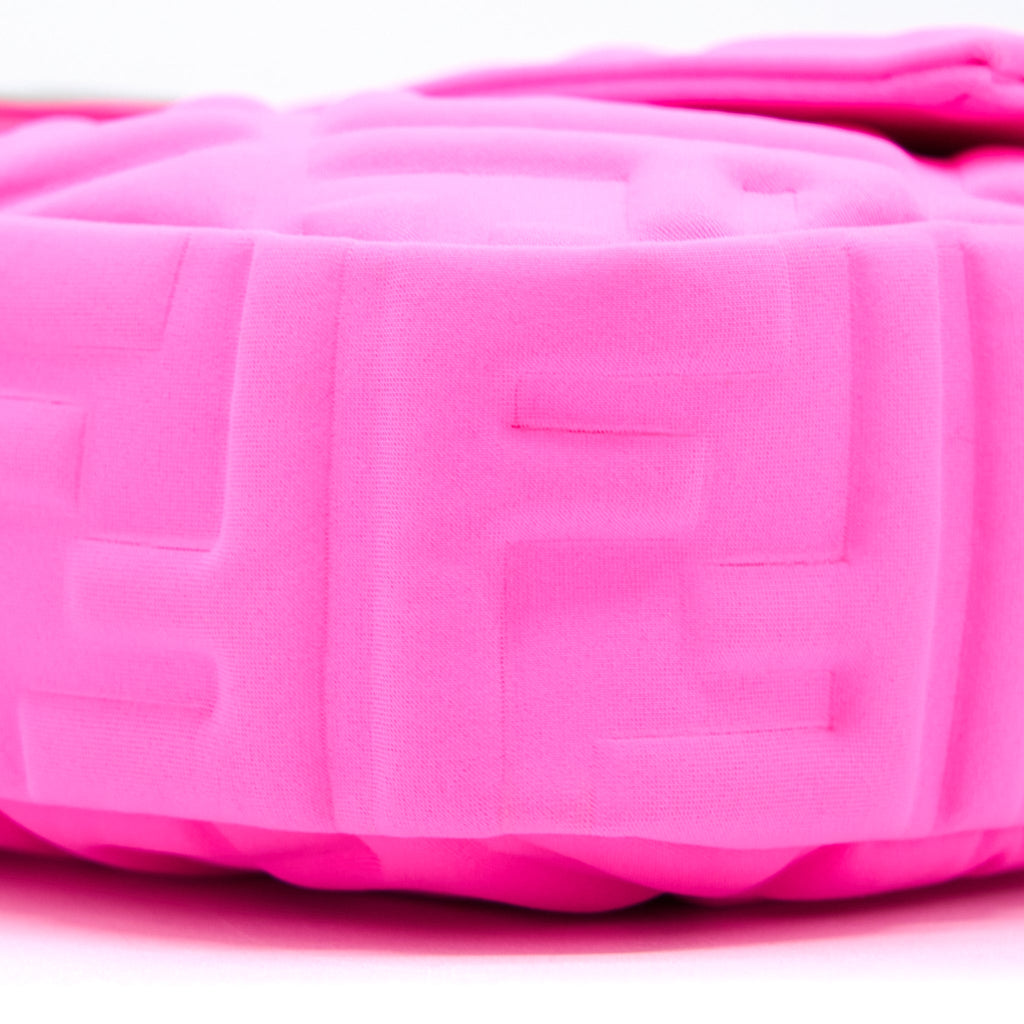 FENDI BAGUETTE BAG LYCRA FF EMBOSSED BRIGHT PINK SHW