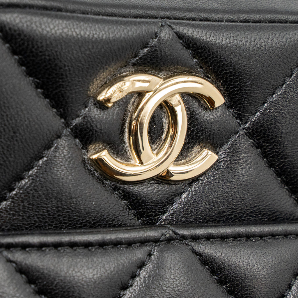CHANEL TRENDY CC TOP HANDLE VANITY BAG LAMBSKIN BLACK GHW
