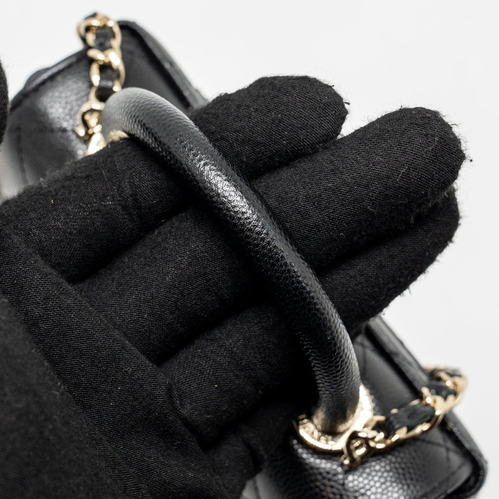 CHANEL COCO HANDLE CLUTCH WITH CHAIN CAVIAR BLACK LGHW (MICROCHIP)
