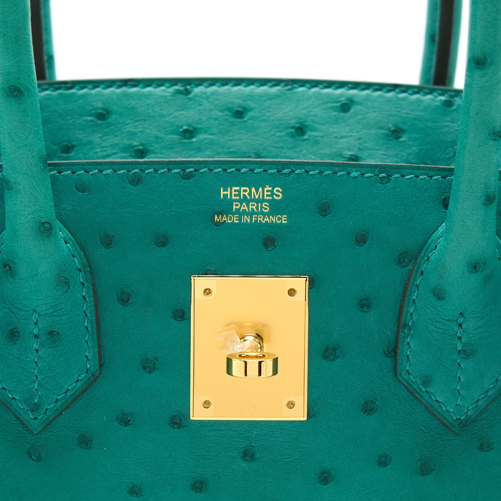 HERMES BIRKIN 30 OSTRICH U1 VERT VERONE GHW