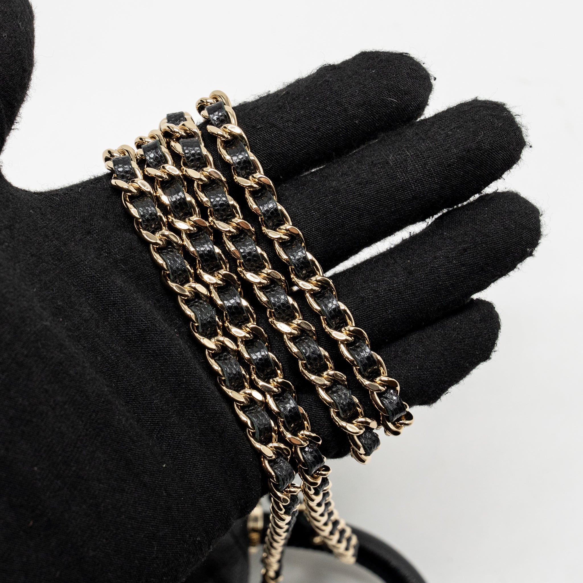 CHANEL COCO HANDLE CLUTCH WITH CHAIN CAVIAR BLACK LGHW (MICROCHIP)