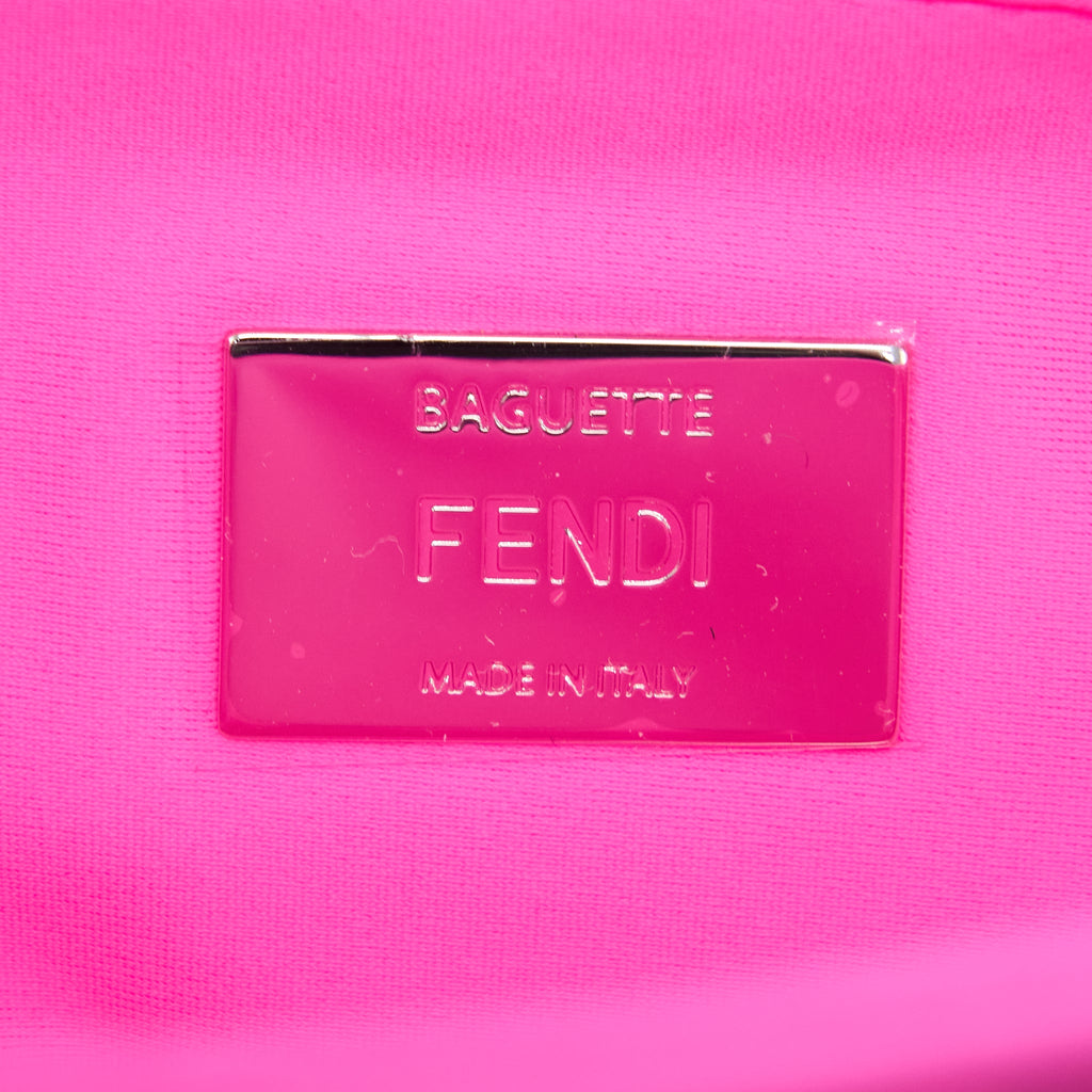 FENDI BAGUETTE BAG LYCRA FF EMBOSSED BRIGHT PINK SHW