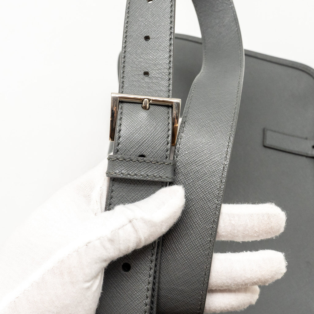 PRADA FLAP MESSANGER BAG CAVIAR GREY SHW