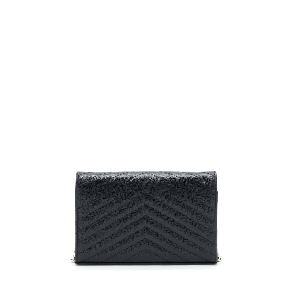 SAINT LAURENT/YSL CHAIN WALLET CROSSBODY BAG GRAIN CALFSKIN BLACK SHW