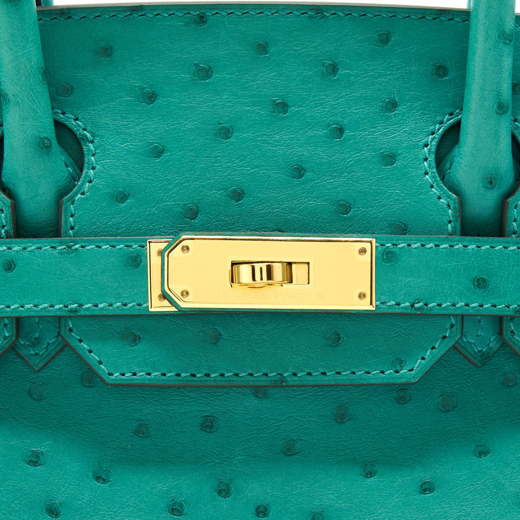 HERMES BIRKIN 30 OSTRICH U1 VERT VERONE GHW