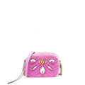 GUCCI GG MARMONT CAMERA BAG VELVET PINK WITH CRYSTAL GHW