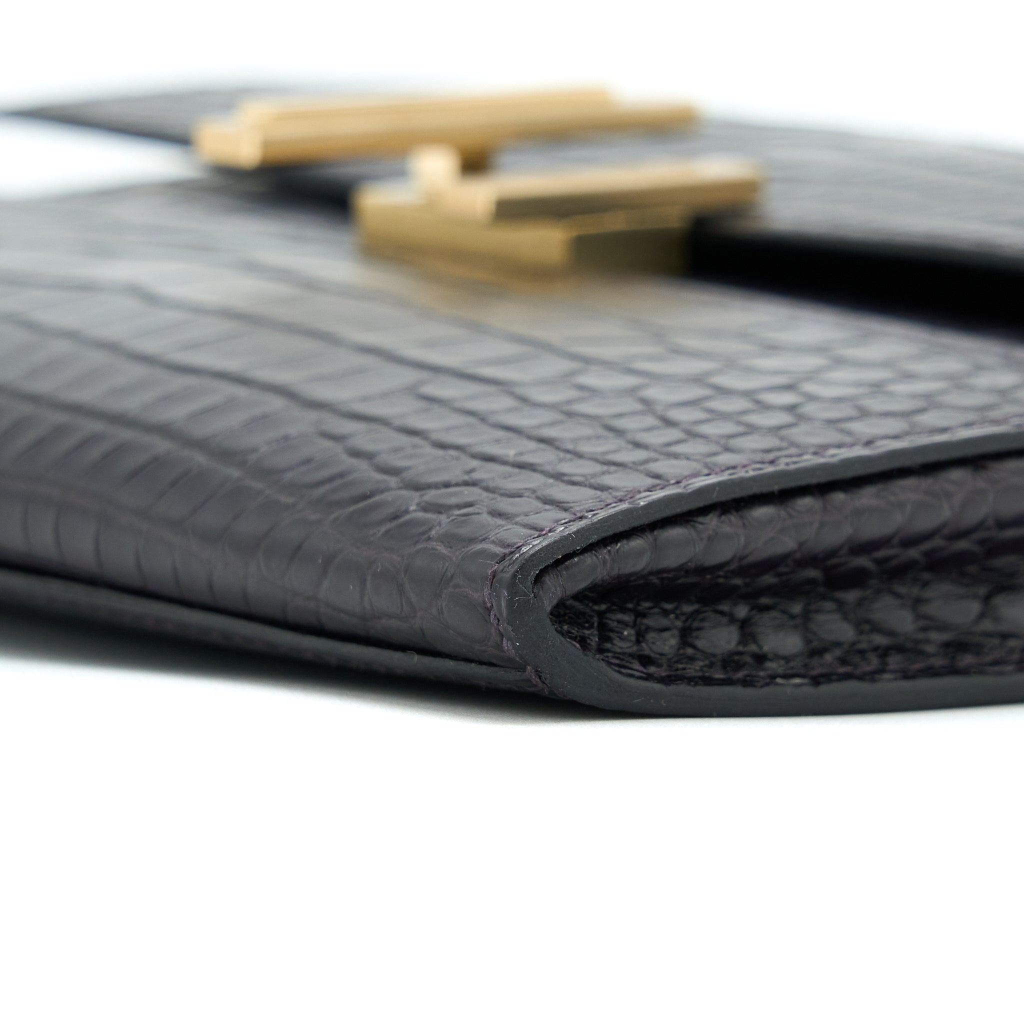 HERMES CINHETIC TO GO ALLIGATOR MISS MATTE 3W PRUNOIR GHW