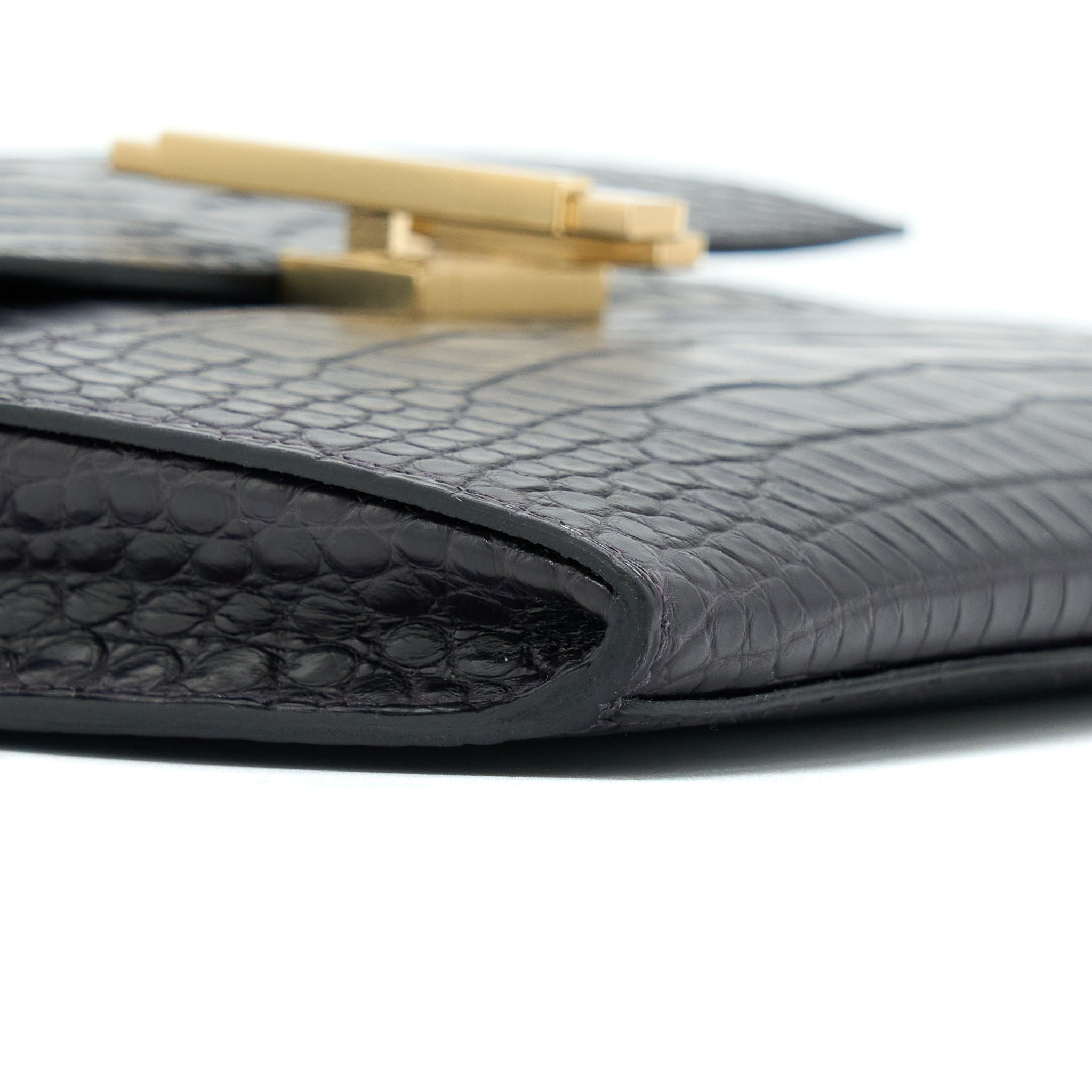 HERMES CINHETIC TO GO ALLIGATOR MISS MATTE 3W PRUNOIR GHW