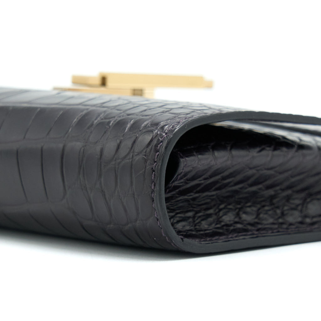 HERMES CINHETIC TO GO ALLIGATOR MISS MATTE 3W PRUNOIR GHW