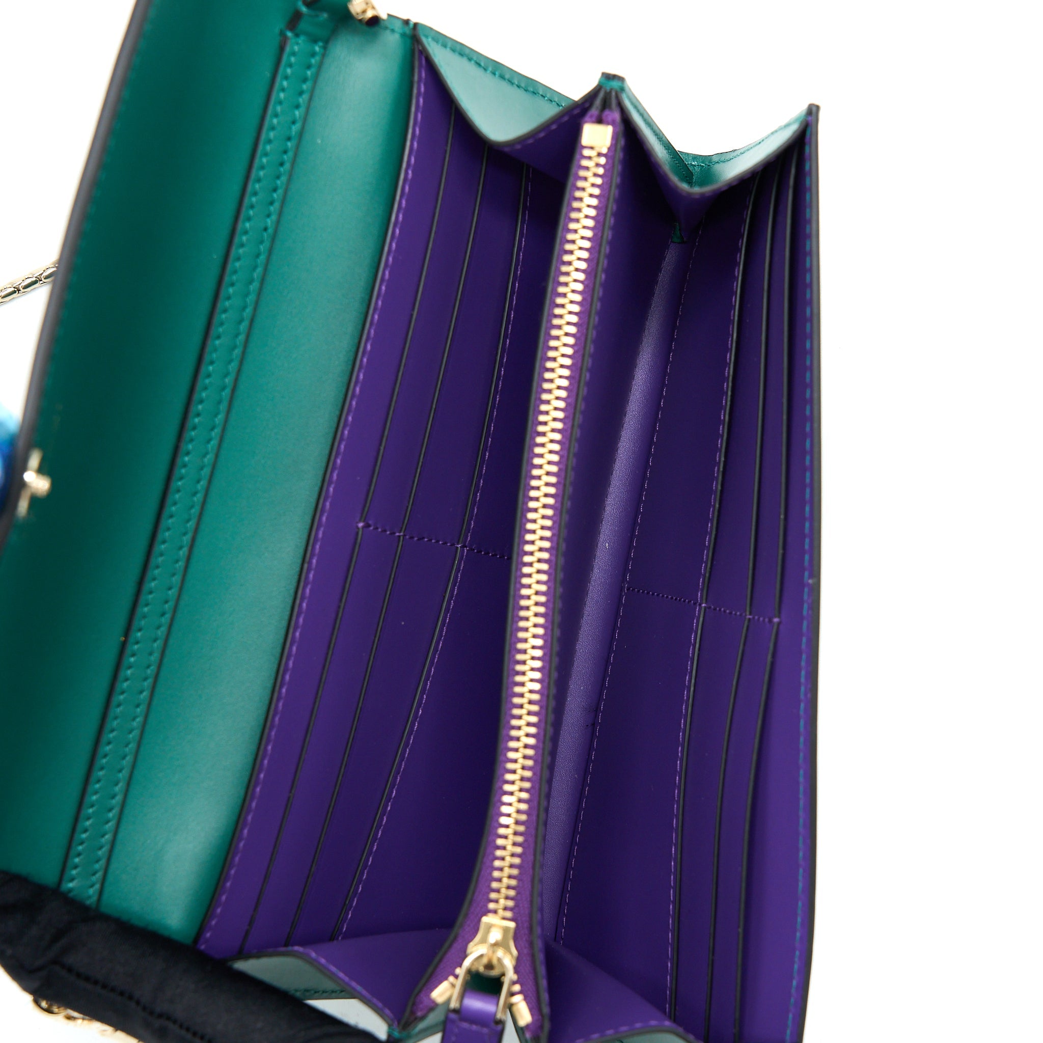 BVLGARI SERPENTI FOREVER WALLET ON CHAIN CALFSKIN GREEN