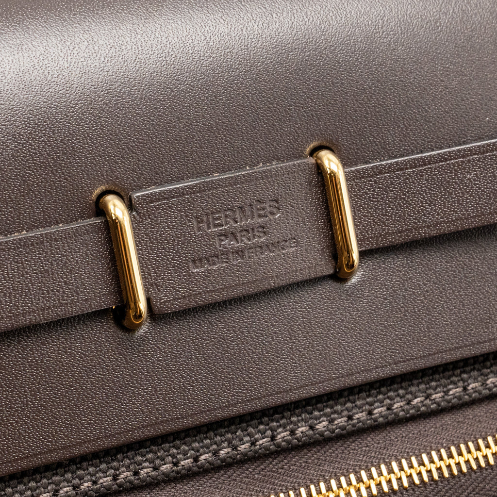 HERMES HERBAG MINI CANVAS/HUNTER LEATHER EBENE GHW