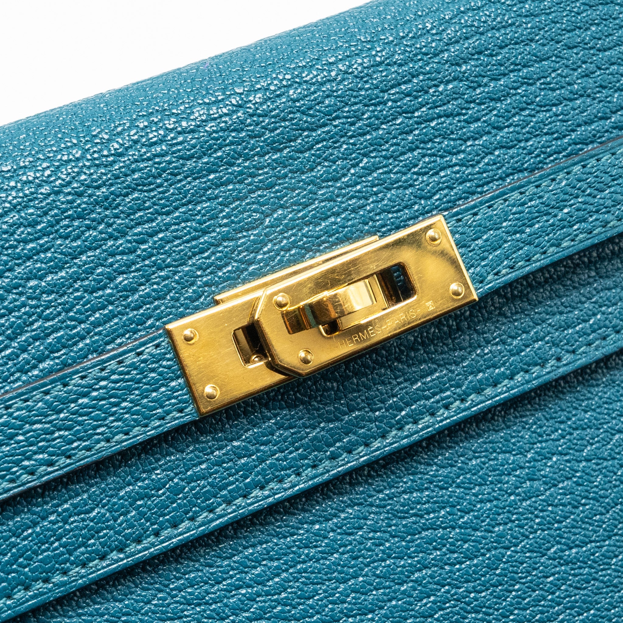 HERMES KELLY LONG WALLET CHÈVRE MYSORE VERT CYPRES GHW