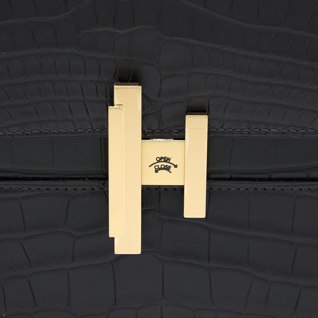 HERMES CINHETIC TO GO ALLIGATOR MISS MATTE 3W PRUNOIR GHW