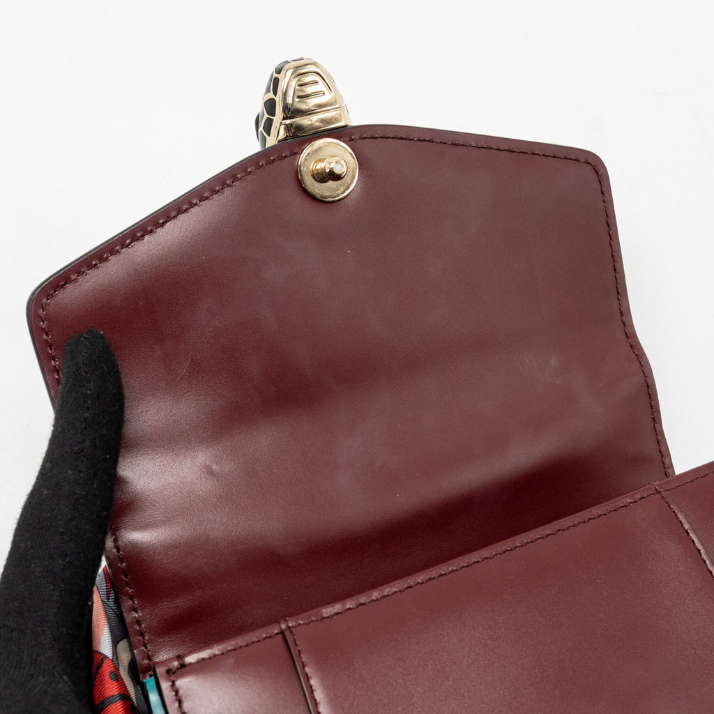 BVLGARI SERPENTI FOREVER FLAP BAG CALFSKIN ROMAN GARNET/TROPICAL TOURQUOISE/DEEP JADE LGHW
