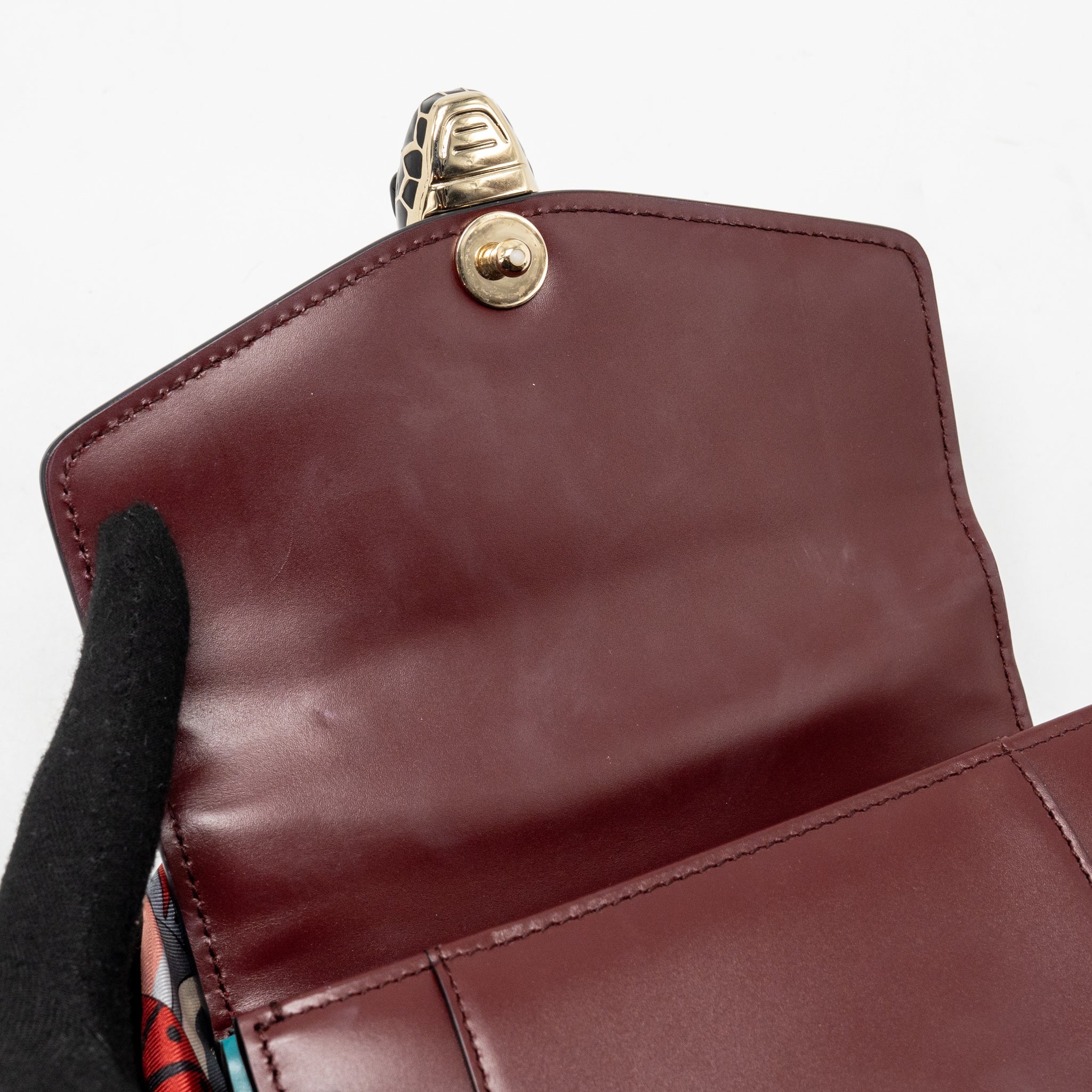 BVLGARI SERPENTI FOREVER FLAP BAG CALFSKIN ROMAN GARNET/TROPICAL TOURQUOISE/DEEP JADE LGHW