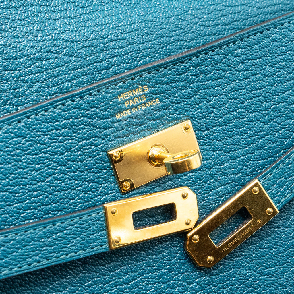 HERMES KELLY LONG WALLET CHÈVRE MYSORE VERT CYPRES GHW