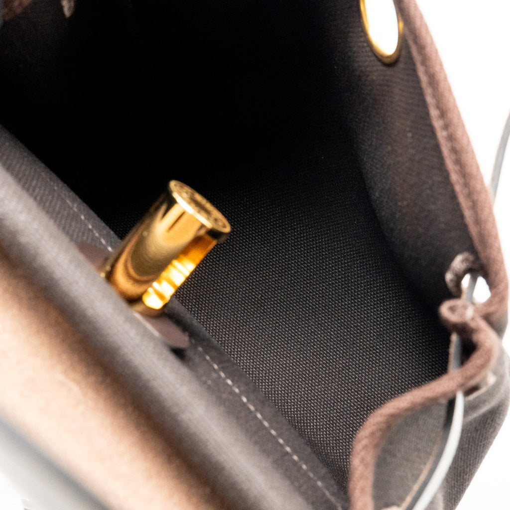 HERMES HERBAG MINI CANVAS/HUNTER LEATHER EBENE GHW