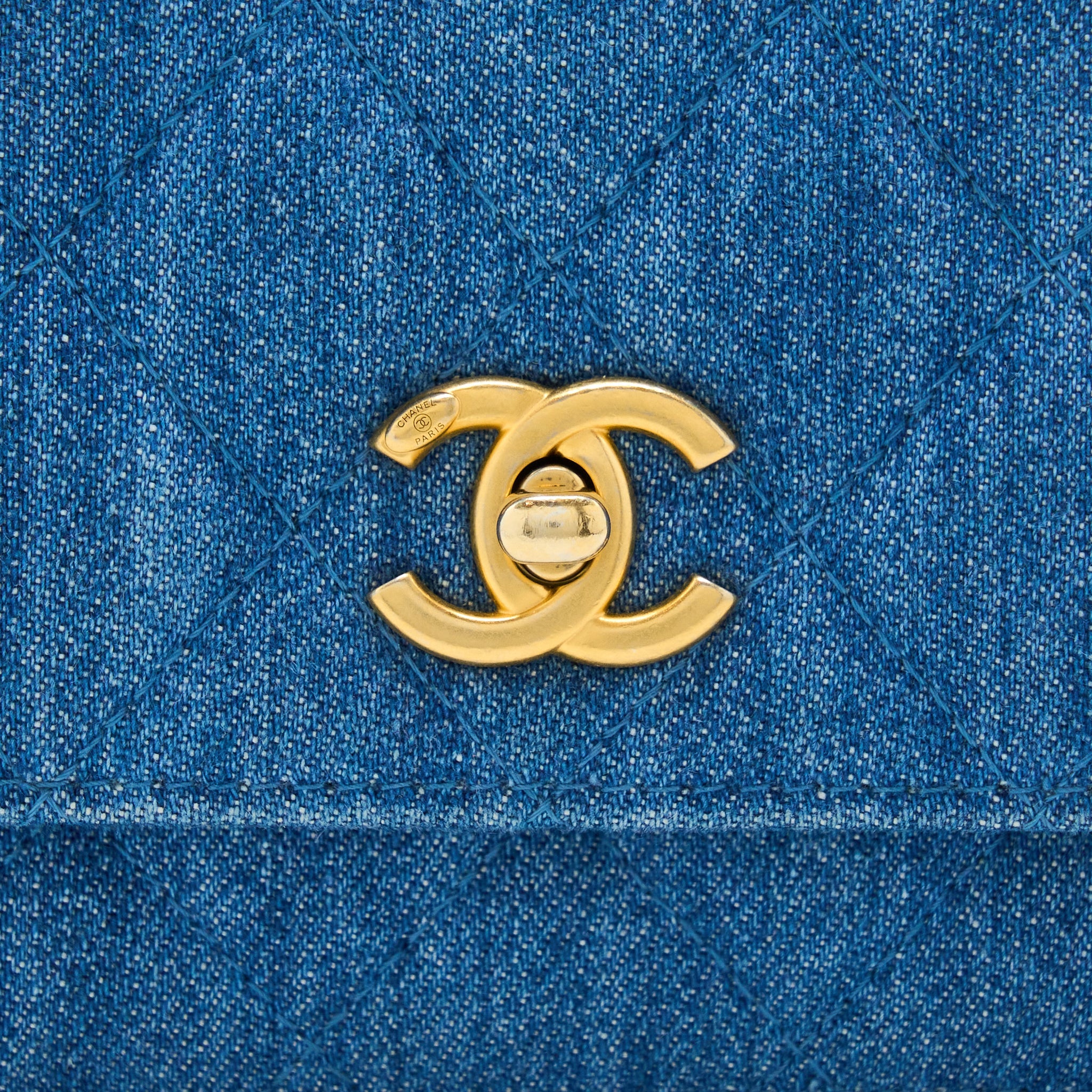 CHANEL DENIM PEARL CRUSH WALLET ON CHAIN DENIM BLUE BRUSHED GHW