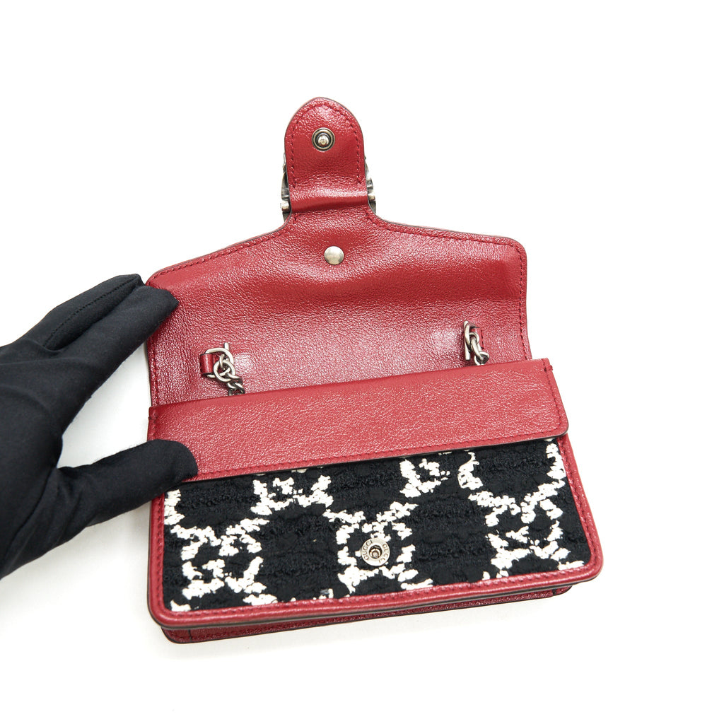 GUCCI DIONYSUS SUPER MINI TWEED CROSSBODY BAG