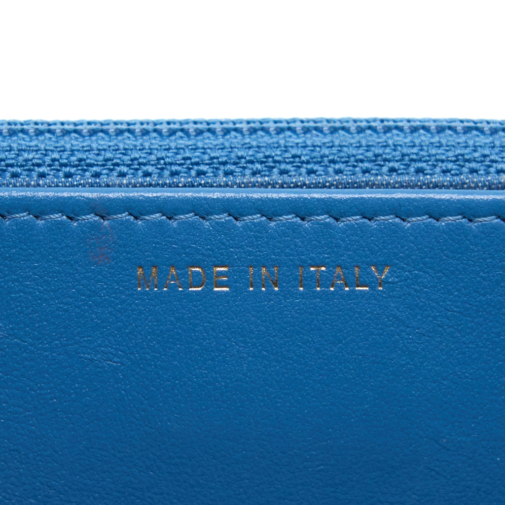 CHANEL DENIM PEARL CRUSH WALLET ON CHAIN DENIM BLUE BRUSHED GHW