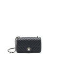 CHANEL CHEVRON MINI RECTANGULAR FLAP BAG CAVIAR BLACK SHW