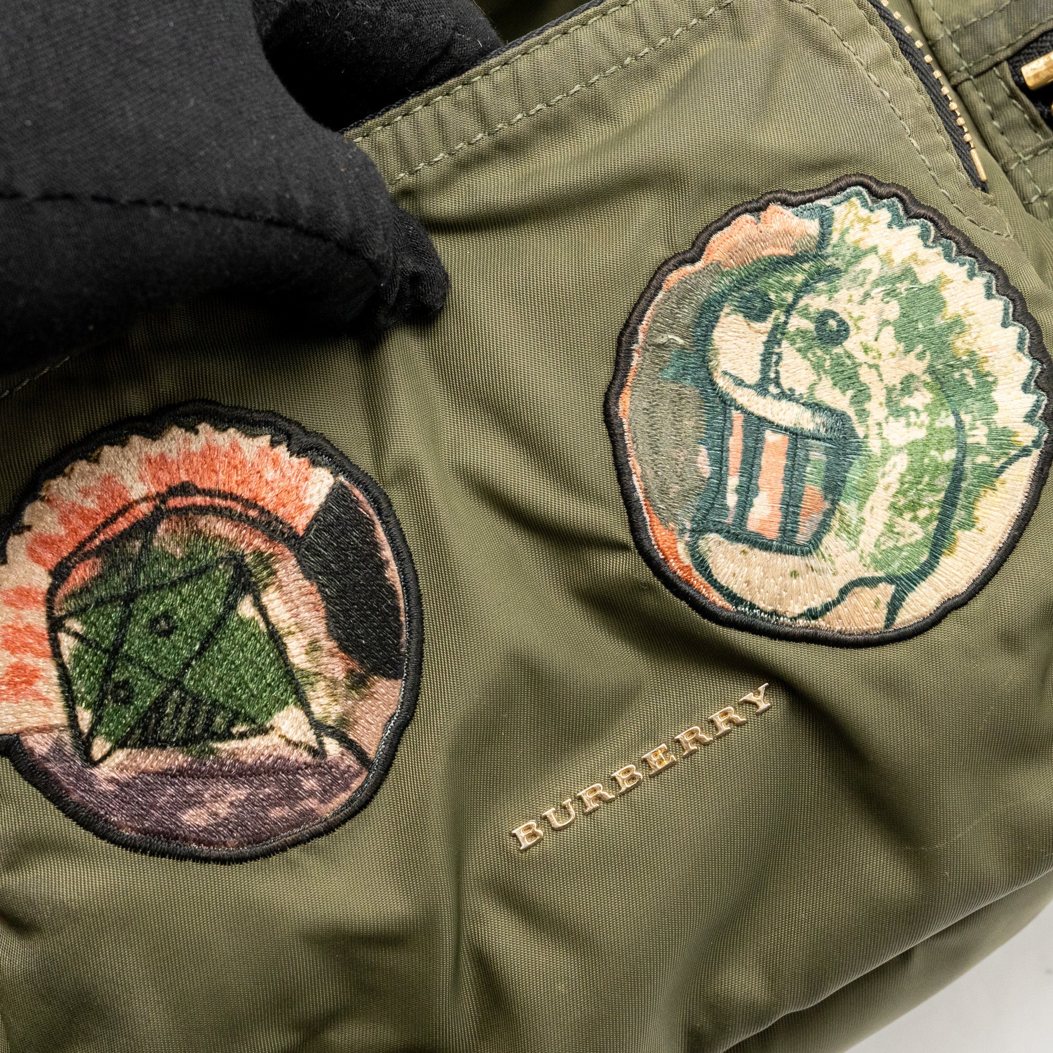 BURBERRY PATCHES RUCKSACK MEDIUM BACKPACK NYLON DARK GREEN GHW