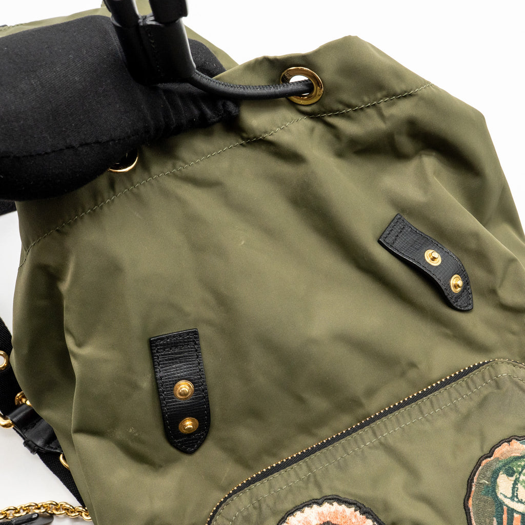 BURBERRY PATCHES RUCKSACK MEDIUM BACKPACK NYLON DARK GREEN GHW