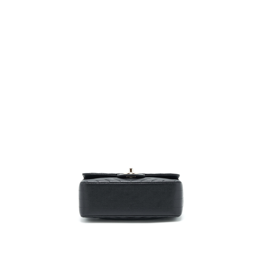 CHANEL CHEVRON MINI RECTANGULAR FLAP BAG CAVIAR BLACK SHW