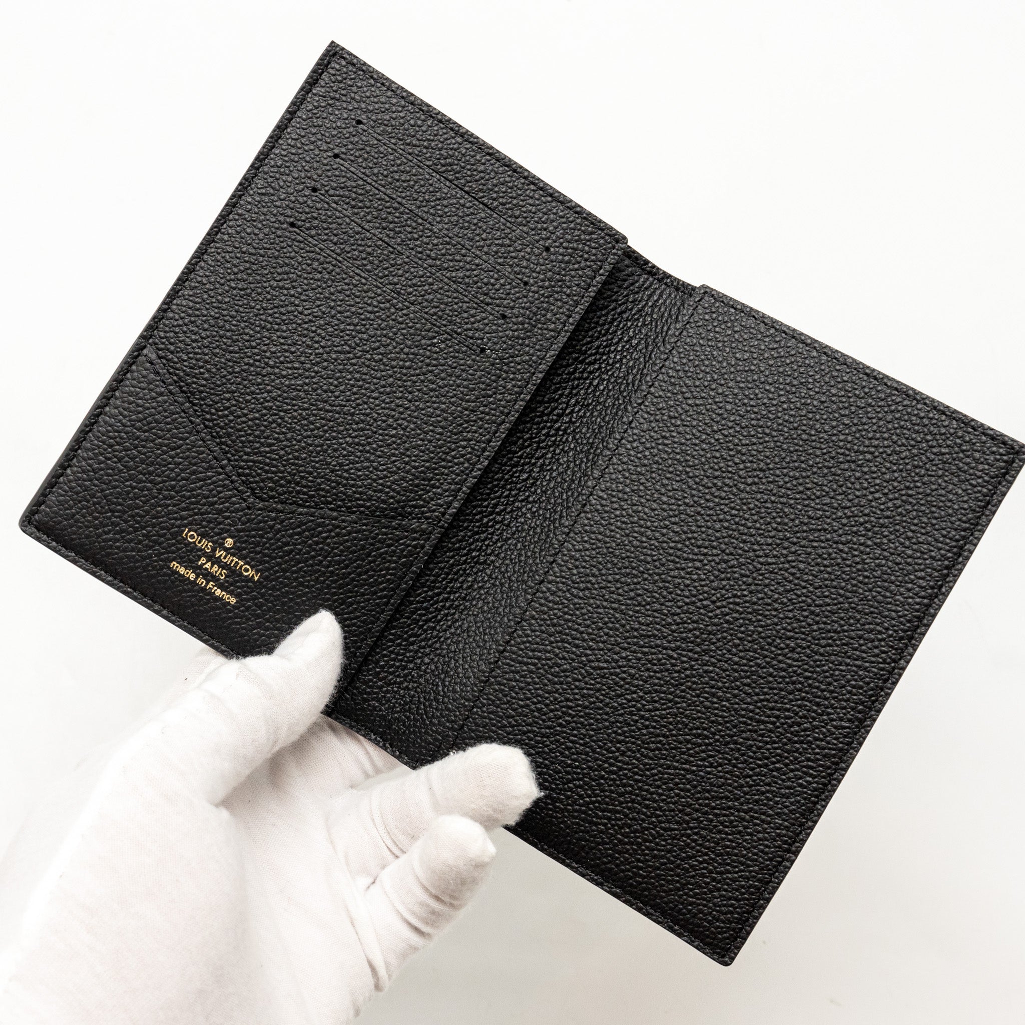 LOUIS VUITTON PASSPORT COVER MONOGRAM EMPREINTE LEATHER BLACK