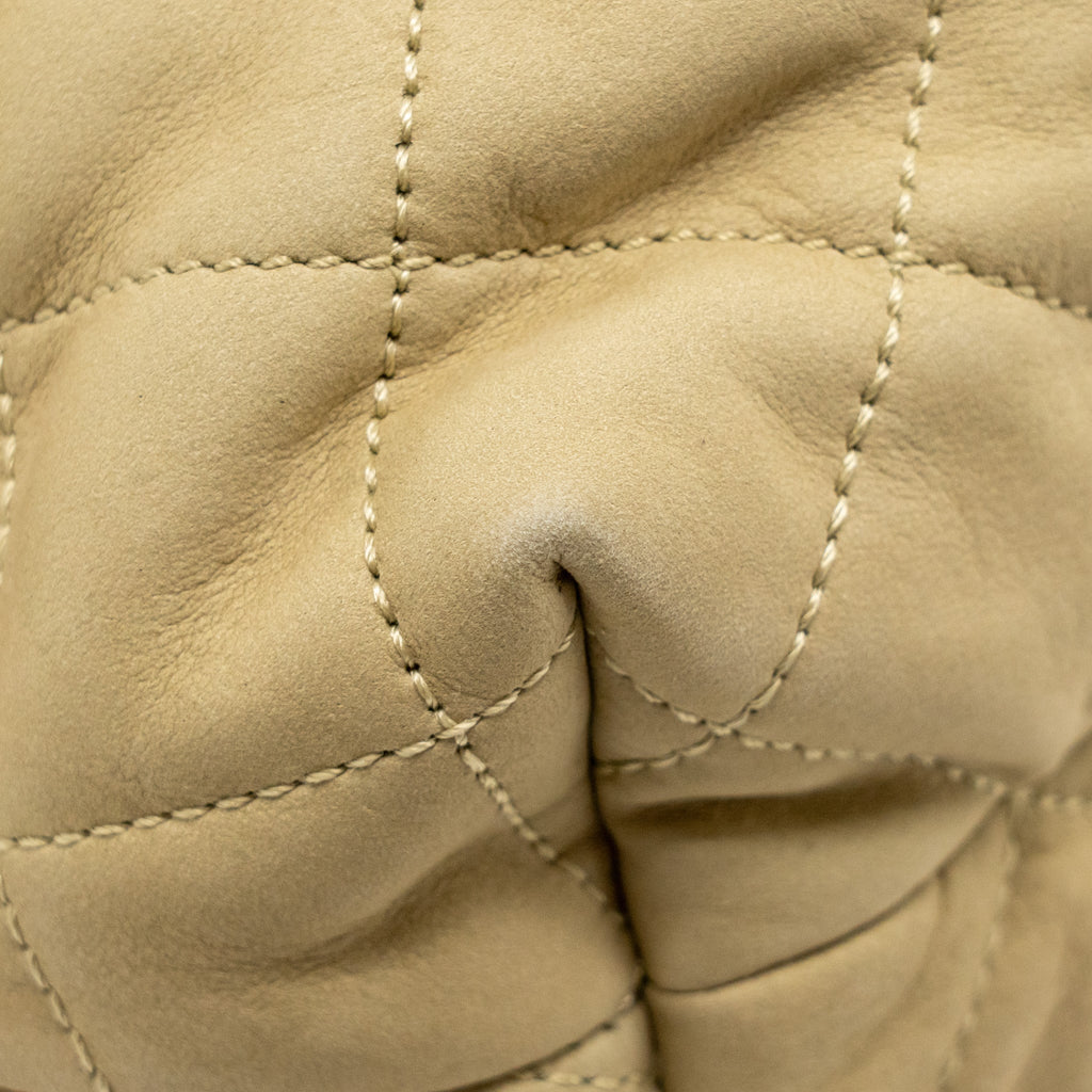 SAINT LAURENT/YSL ICARE MAXI QUILTED TOTE BAG NUBUCK SUEDE BEIGE GHW