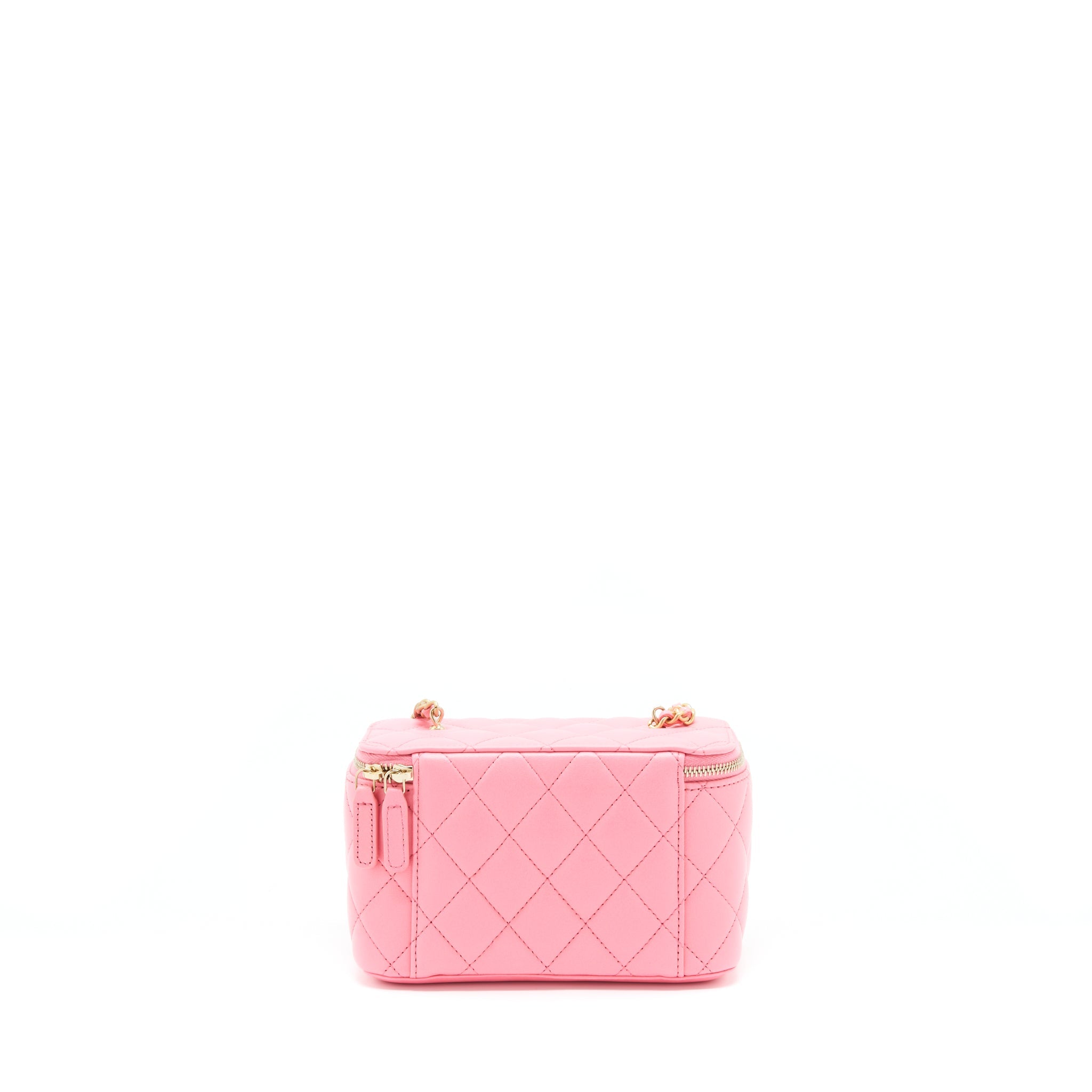 CHANEL 22S PEARL CRUSH LONG VANITY WITH CHAIN LAMBSKIN PINK GHW