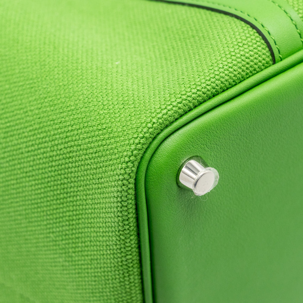 HERMES CARGO PICOTIN 18 LOCK BAG CANVAS/SWIFT VERT YUCCA SHW