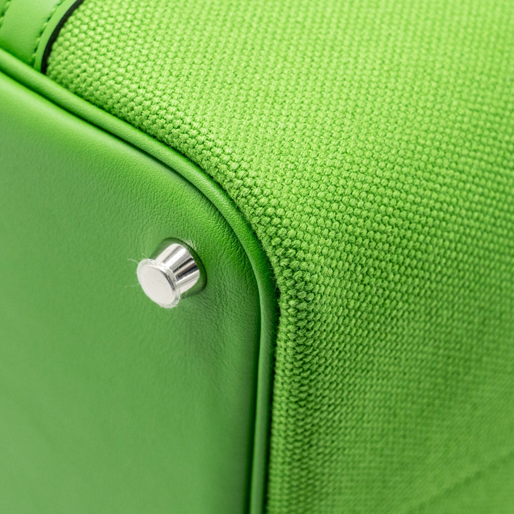 HERMES CARGO PICOTIN 18 LOCK BAG CANVAS/SWIFT VERT YUCCA SHW