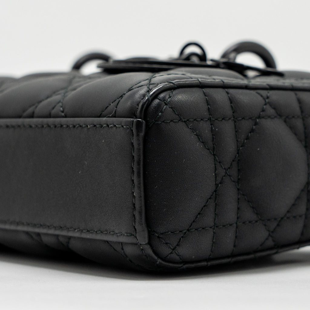 DIOR SMALL LADY D-JOY BAG BLACK ULTRAMATTE CALFSKIN SO BLACK