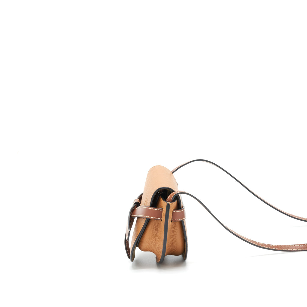 LOEWE MINI GATE BAG GRAIN CALFSKIN TAN GHW