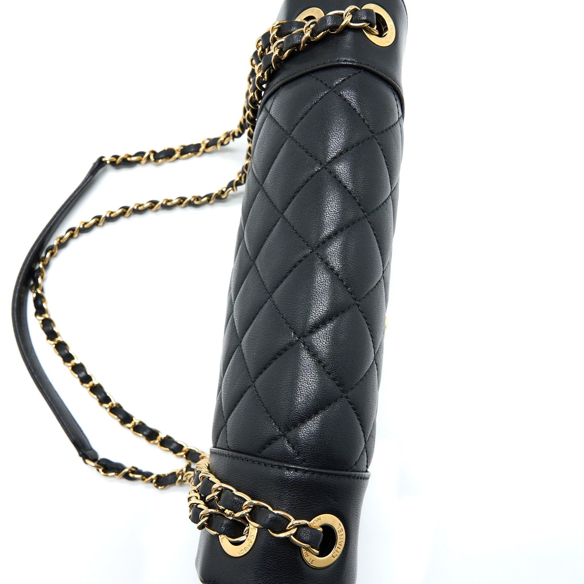 CHANEL SEASONAL QUILTED FLAP BAG CALFKSKIN BLACK MULTICOLOUR HARDWARE
