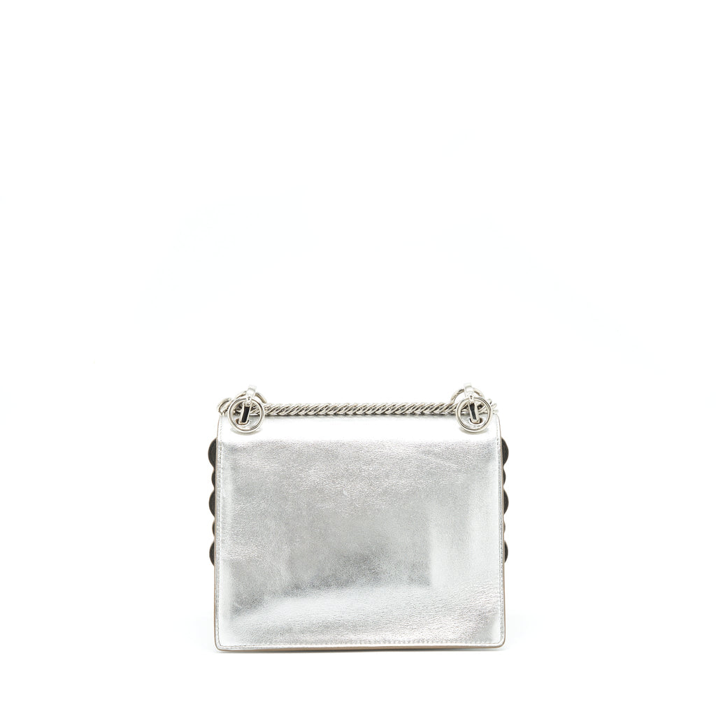 FENDI KAN I BAG METALLIC SLIVER/MULTICOLOR WITH GOLD AND SILVER HARDWARE