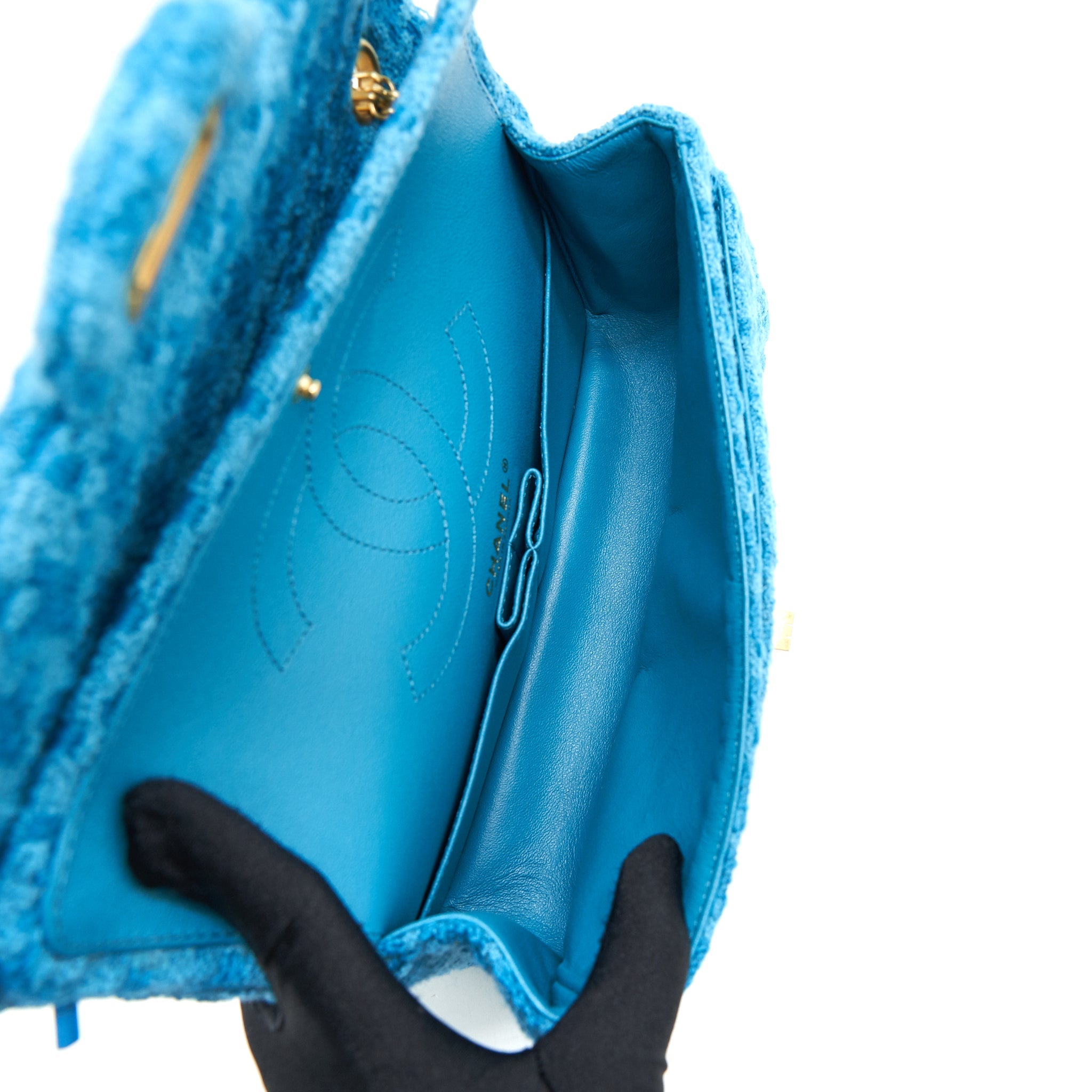 CHANEL TWEED 2.55 SMALL REISSUE FLAP BAG BLUE BRUSHED GHW