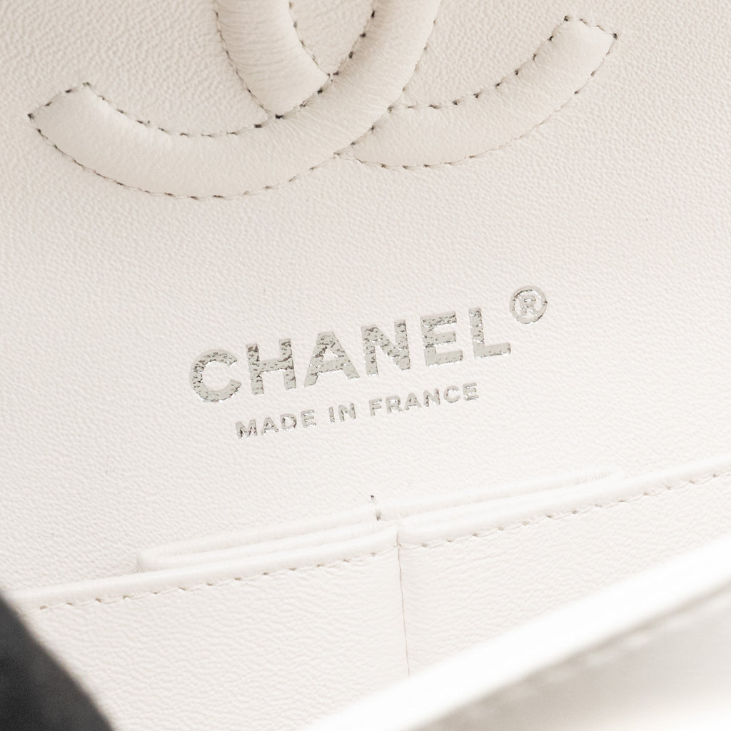 CHANEL BICOLOR METAL SMALL CLASSIC DOUBLE FLAP BAG LAMBSKIN WHITE MULITCOLOUR HARDWARE