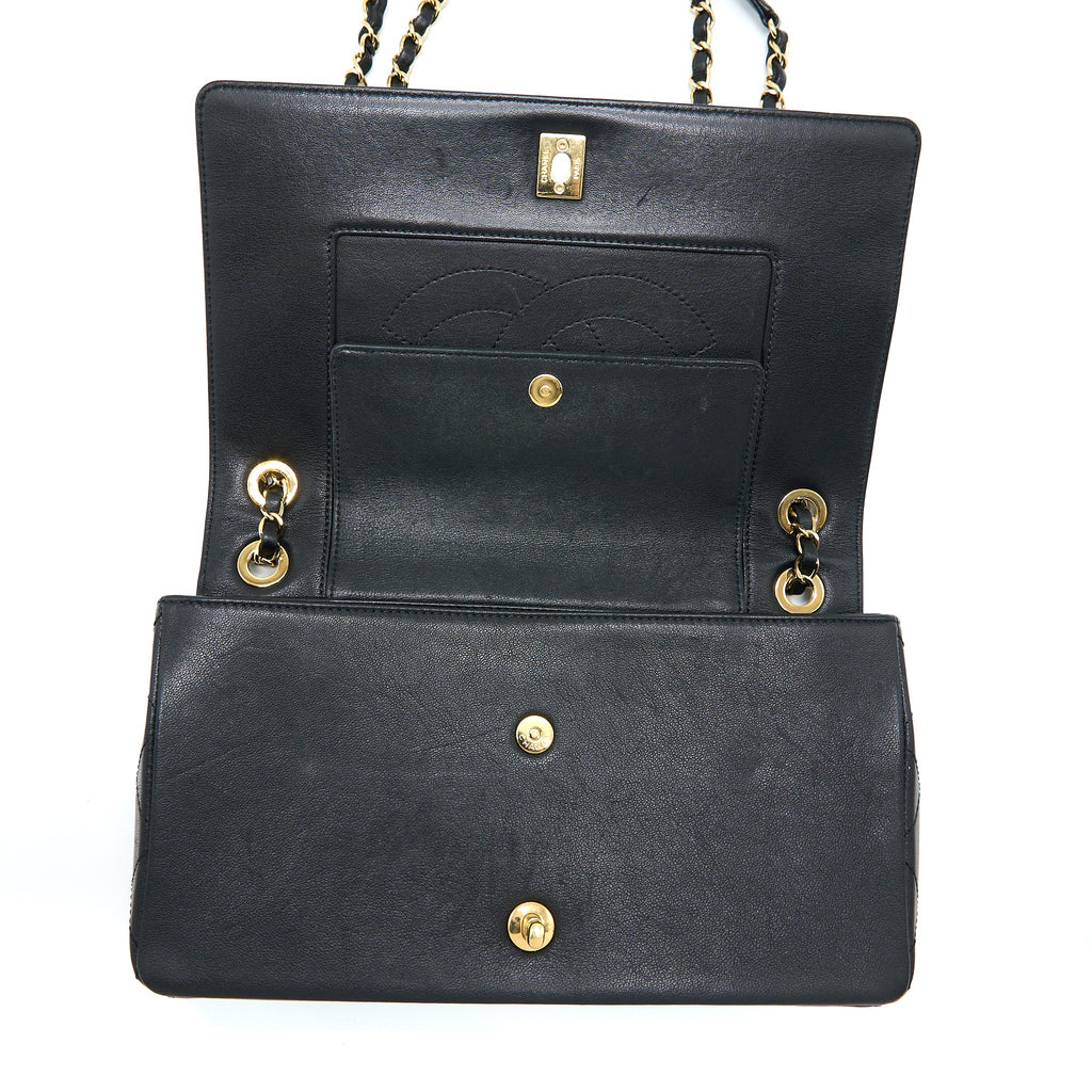 CHANEL SEASONAL QUILTED FLAP BAG CALFKSKIN BLACK MULTICOLOUR HARDWARE