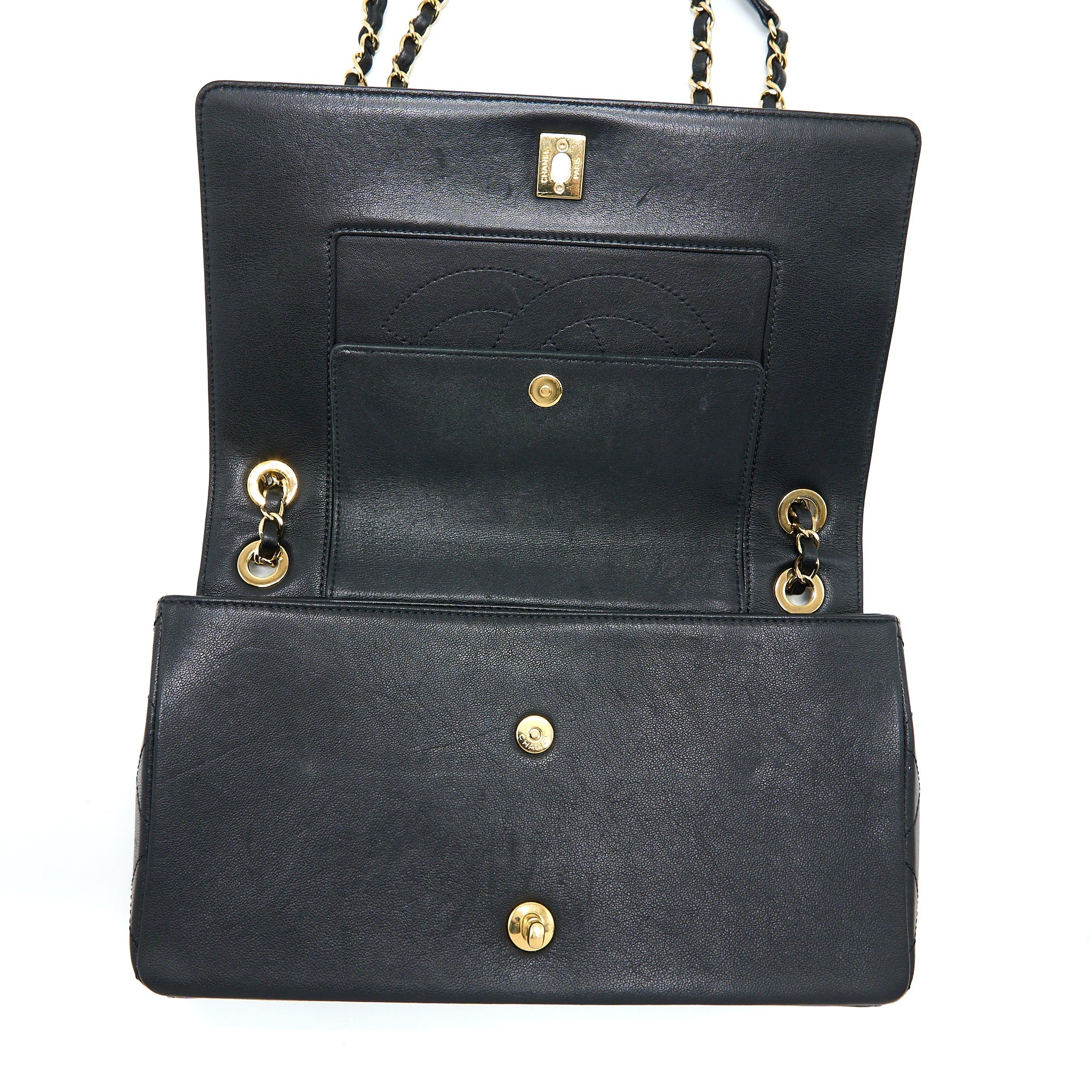 CHANEL SEASONAL QUILTED FLAP BAG CALFKSKIN BLACK MULTICOLOUR HARDWARE
