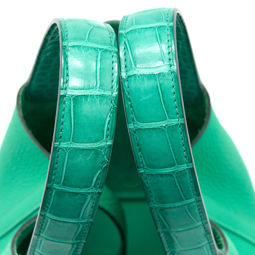 HERMES PICOTIN 18 LOCK BAG ALLIGATOR TOUCH CLEMENCE MENTHE/VERT JADE SHW