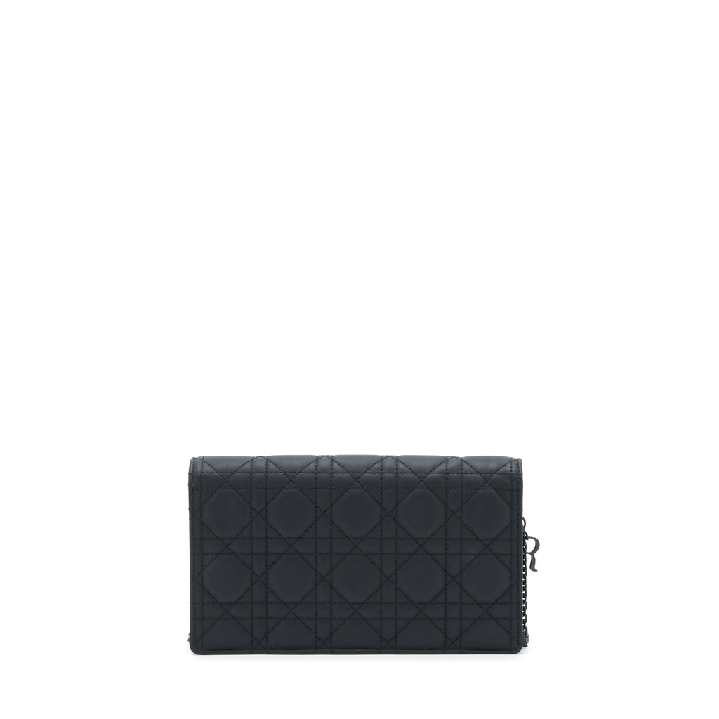 DIOR LADY DIOR POUCH ULTRAMATTE CANNAGE CALFSKIN BLACK HARDWARE