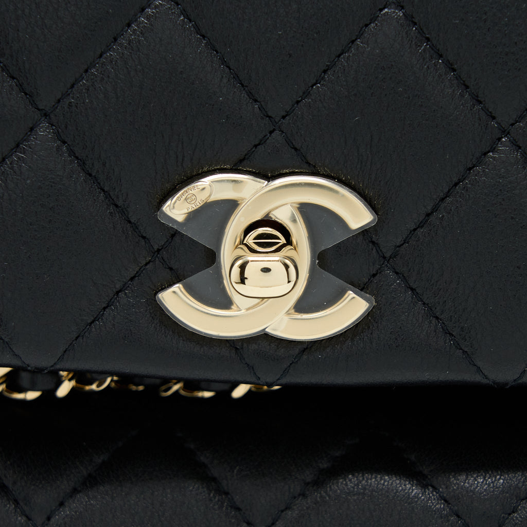 CHANEL 23C LARGE DUMA BACKPACK CALFSKIN BLACK LGHW (MICROCHIP)