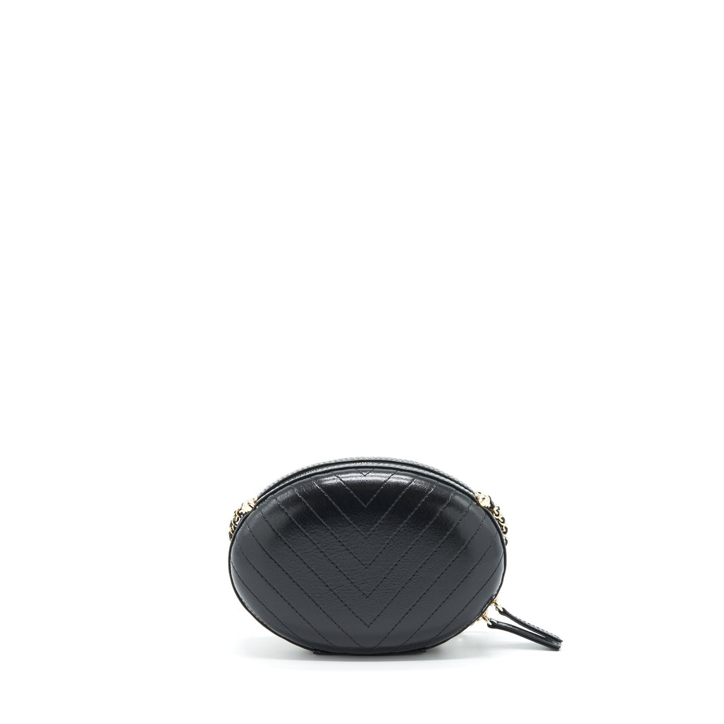 CHANEL LA PAUSA EVENING BAG CHEVRON CALFSKIN BLACK LGHW