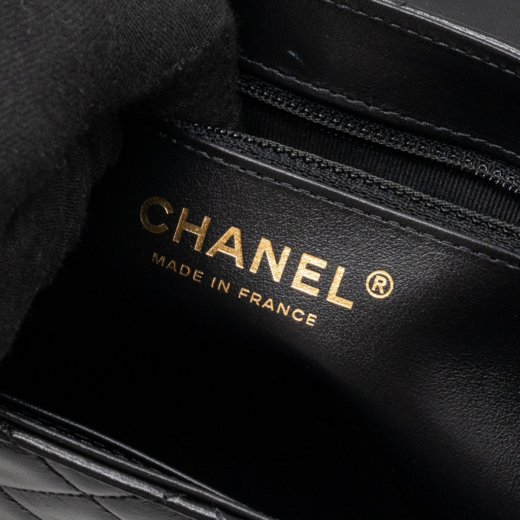 CHANEL 23K MINI SHOPPING TOTE CALFSKIN BLACK GHW(MICROCHIP)