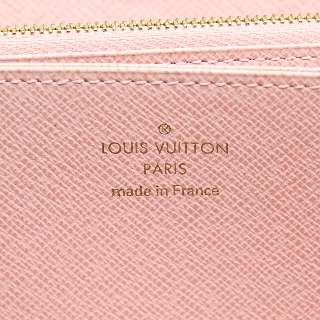 LOUIS VUITTON ZIPPY WALLET DAMIER EBENE CANVAS/ ROSE BALLERINE GHW