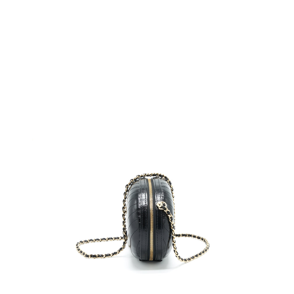 CHANEL LA PAUSA EVENING BAG CHEVRON CALFSKIN BLACK LGHW