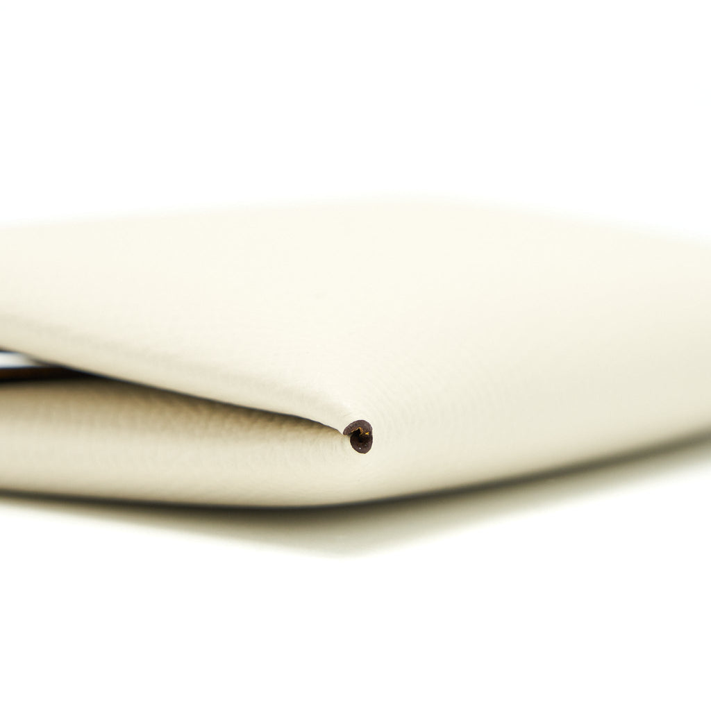 HERMES CALVI CARD HOLDER CRAIE / JAUNE AMBRE