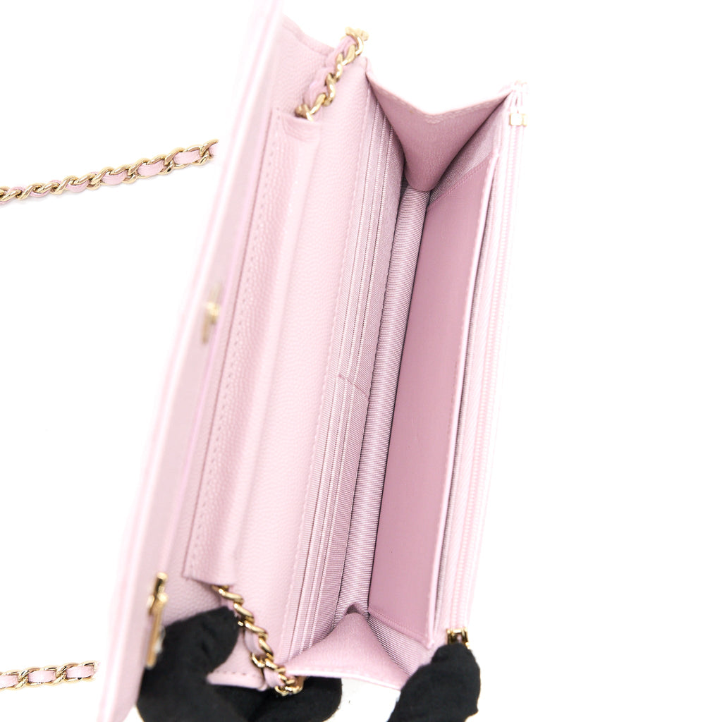 CHANEL CLASSIC WALLET ON CHAIN CAVIAR LIGHT PINK LGHW